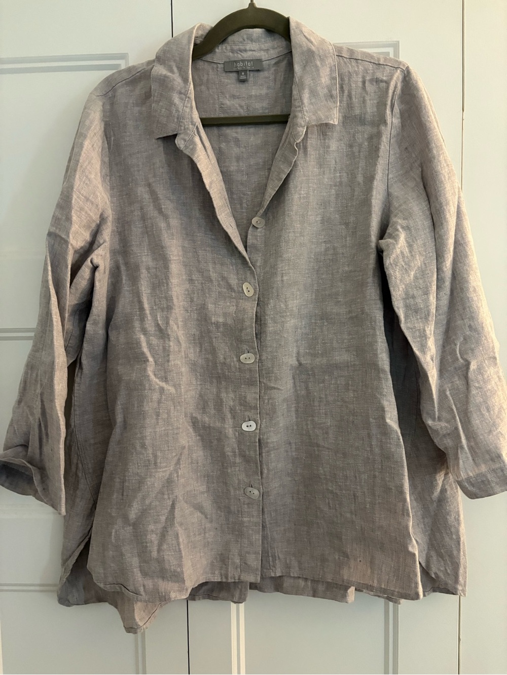 Habitat Light Gray Linen Button-Down Shirt